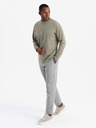 Ombre Clothing Herren Baumwolle LOOSE FIT Langarm T-Shirt mit Rundhalsausschnitt - khaki V4 OM-LSBC-0129 Ombre Clothing