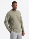 Ombre Clothing Herren Baumwolle LOOSE FIT Langarm T-Shirt mit Rundhalsausschnitt - khaki V4 OM-LSBC-0129 Ombre Clothing
