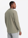 Ombre Clothing Herren Baumwolle LOOSE FIT Langarm T-Shirt mit Rundhalsausschnitt - khaki V4 OM-LSBC-0129 Ombre Clothing