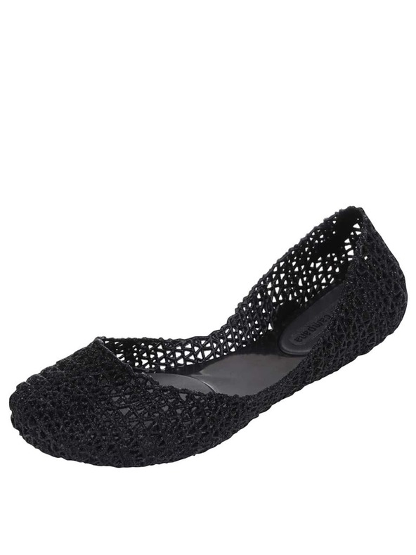 Melissa Schwarze Glitzer-Ballerinas Melissa Campana Papel