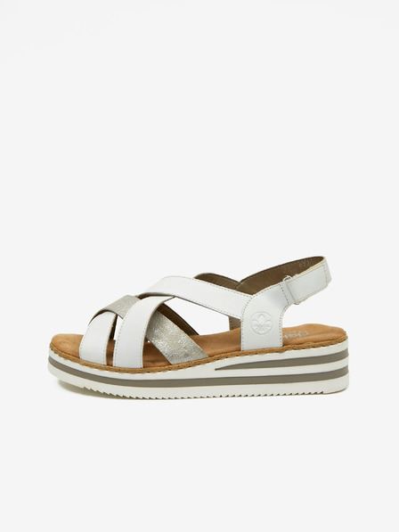 Rieker Silberne und weiße Damen-Sandalen Rieker