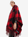 Desigual Desigual Checkys Arenal/Zipper schwarz-rot karierter Poncho für Damen