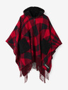 Desigual Desigual Checkys Arenal/Zipper schwarz-rot karierter Poncho für Damen
