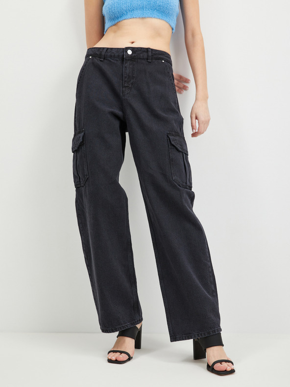 Noisy May Schwarze Damenjeans mit weitem Bein Noisy May Alexa