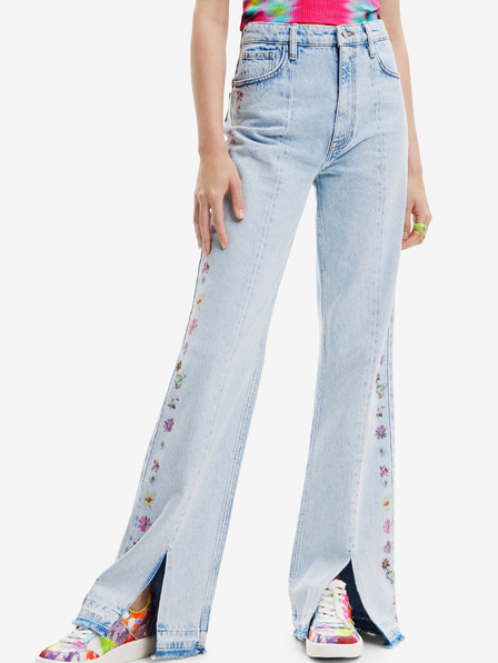 Desigual Hellblaue Desigual Damenjeans mit weitem Bein Flores