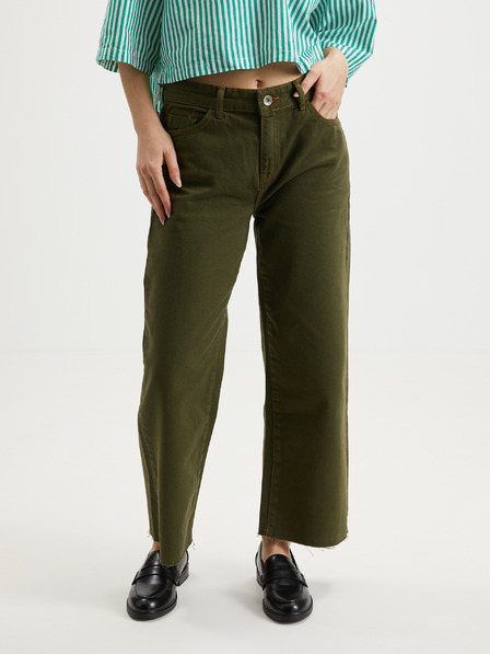 Noisy May Dunkelgrüne Damenjeans mit weitem Bein Noisy May Amanda