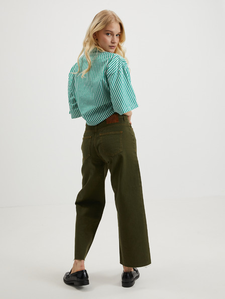 Noisy May Dunkelgrüne Damenjeans mit weitem Bein Noisy May Amanda