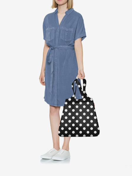 Reisenthel Schwarze Damen Einkaufstasche mit Punkten Reisenthel Mini Maxi Shopper Dots White