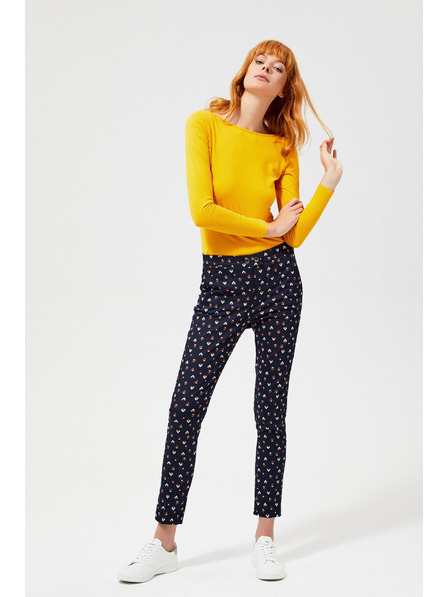 Moodo Dunkelblaue gemusterte Damenhose Moodo