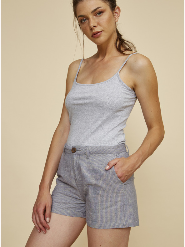 ZOOT.lab Graue gestreifte Damen Shorts mit Leinen ZOOT.lab Jade