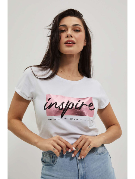 Moodo Damen T-Shirt L-TS-4019 WEISS Moodo
