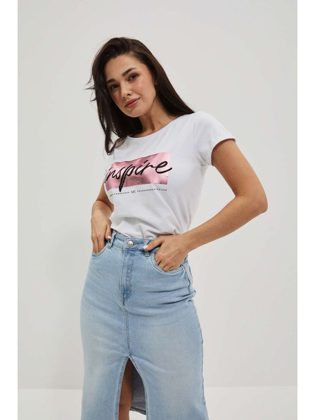 Moodo Damen T-Shirt L-TS-4019 WEISS Moodo