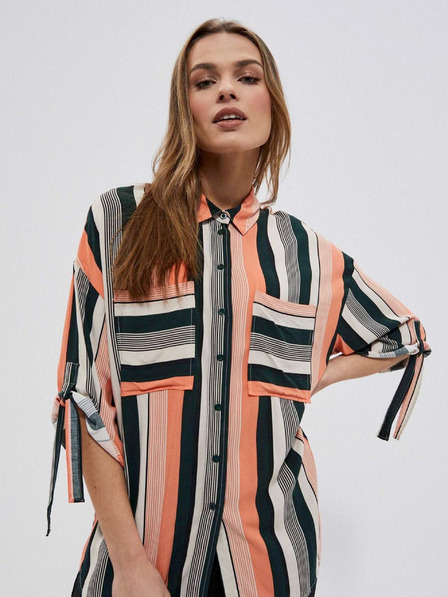 Moodo Schwarz-orange gestreiftes Damen-Shirt Moodo