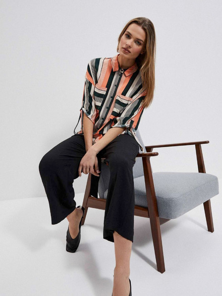 Moodo Schwarz-orange gestreiftes Damen-Shirt Moodo