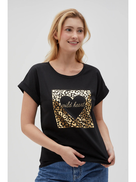 Moodo Damen-Schwarzes T-Shirt Moodo