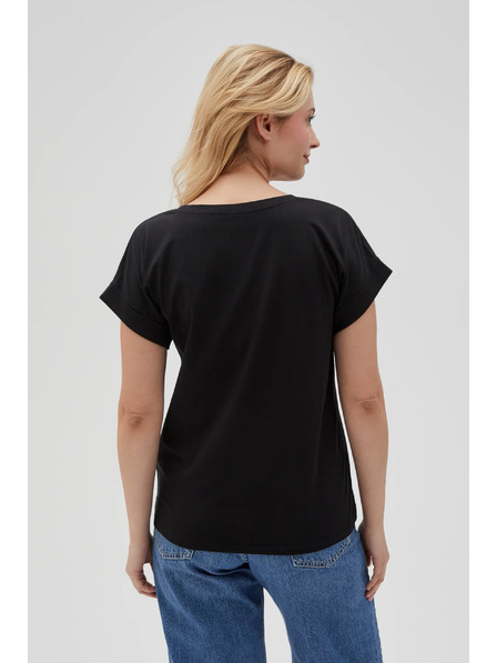 Moodo Damen-Schwarzes T-Shirt Moodo