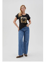 Moodo Damen-Schwarzes T-Shirt Moodo
