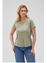 Moodo Damen-Olivfarbenes T-Shirt Moodo
