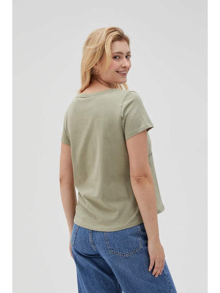 Moodo Damen-Olivfarbenes T-Shirt Moodo