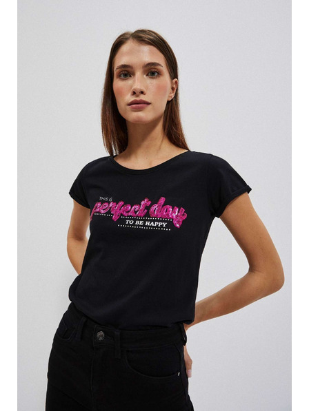 Moodo Damen-T-Shirt L-TS-4020 SCHWARZ Moodo