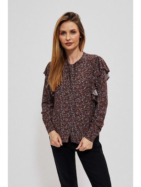 Moodo Braune Damenbluse mit Blumenmuster Moodo
