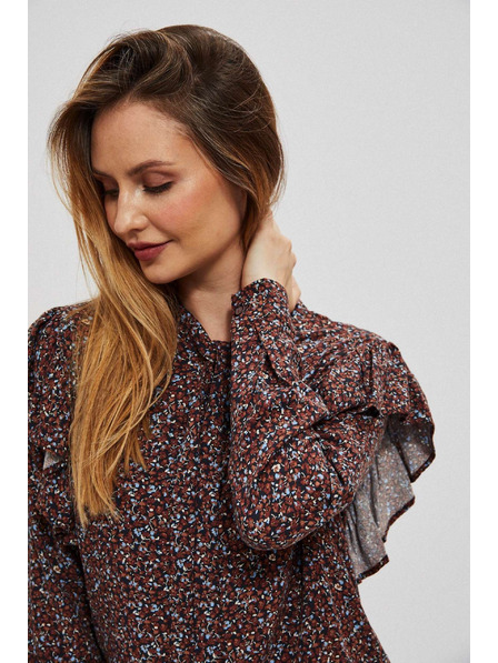 Moodo Braune Damenbluse mit Blumenmuster Moodo