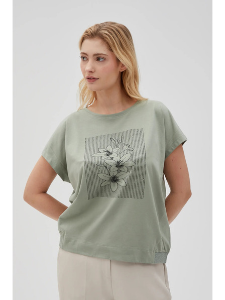 Moodo Damen-Olivfarbenes T-Shirt Moodo