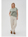 Moodo Damen-Olivfarbenes T-Shirt Moodo