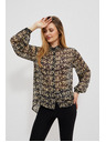 Moodo Beige und schwarz gemustertes Damenshirt Moodo