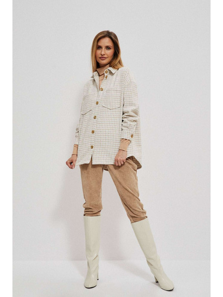 Moodo Beige und cremefarbenes Damen-Karohemd Moodo
