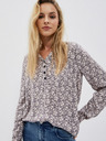 Moodo Moodo weiß-grau gemustertes Damen-Shirt