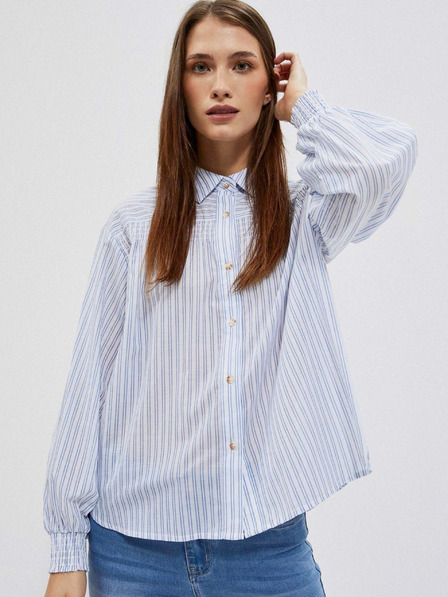 Moodo Weiß und blau gestreiftes Damenshirt Moodo