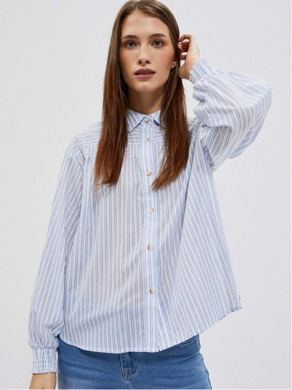 Moodo Weiß und blau gestreiftes Damenshirt Moodo