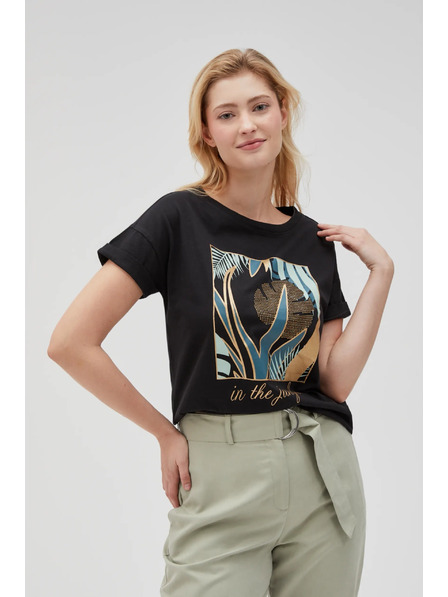 Moodo Damen-Schwarzes T-Shirt Moodo