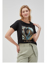 Moodo Damen-Schwarzes T-Shirt Moodo