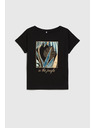 Moodo Damen-Schwarzes T-Shirt Moodo
