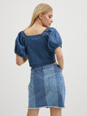 Pieces Blauer Damen-Jeans-Crop-Top Pieces Tinka
