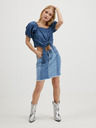 Pieces Blauer Damen-Jeans-Crop-Top Pieces Tinka