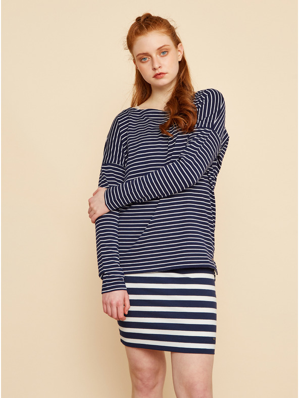 ZOOT.lab Dunkelblau gestreiftes Damen Basic-Sweatshirt ZOOT.lab Maja