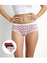 DIM DIM LES POCKETS COTTON BOXER 3x - Damen Baumwollslips 3 Stück - Schwarz - Weiß - Rot