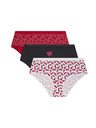 DIM DIM LES POCKETS COTTON BOXER 3x - Damen Baumwollslips 3 Stück - Schwarz - Weiß - Rot