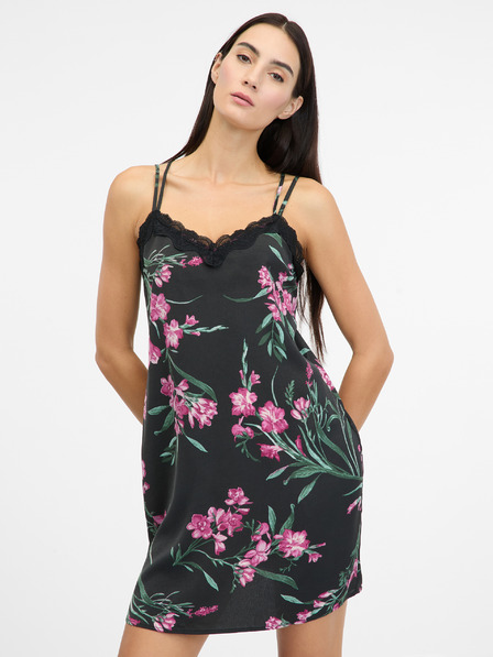 Orsay Schwarzes Damen-Satin-Nachthemd ORSAY
