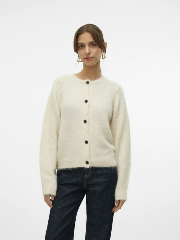 Vero Moda Cremefarbene Damen-Strickjacke Vero Moda Novah