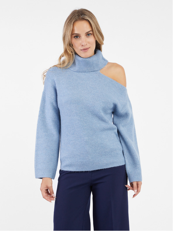 Orsay Hellblauer Damen-Rollkragenpullover mit Ausschnitt ORSAY