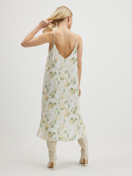 Vila Beige und grün gemustertes Damen-Midikleid VILA Barina