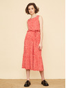 ZOOT.lab Beige und rot gemustertes Midikleid mit Krawatte ZOOT.lab Zula