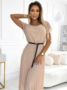numoco Plissiertes Midikleid mit schwarzem Gürtel - beige Numoco
