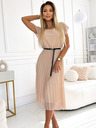 numoco Plissiertes Midikleid mit schwarzem Gürtel - beige Numoco