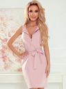 numoco Kleid mit goldenem Reißverschluss und Krawatte - Dirty Pink Numoco