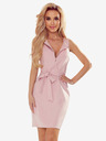 numoco Kleid mit goldenem Reißverschluss und Krawatte - Dirty Pink Numoco